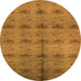 Round Machine Washable Oriental Orange Industrial Area Rugs, wshurb1697org