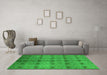 Machine Washable Oriental Green Industrial Area Rugs in a Living Room,, wshurb1697grn