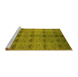 Sideview of Machine Washable Oriental Yellow Industrial Rug, wshurb1697yw