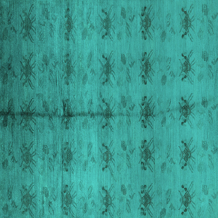 Square Oriental Turquoise Industrial Rug, urb1697turq