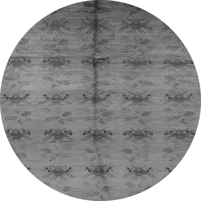 Round Oriental Gray Industrial Rug, urb1697gry