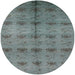 Round Machine Washable Industrial Modern Light Slate Gray Rug, wshurb1697