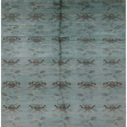 Square Mid-Century Modern Light Slate Gray Oriental Rug, urb1697