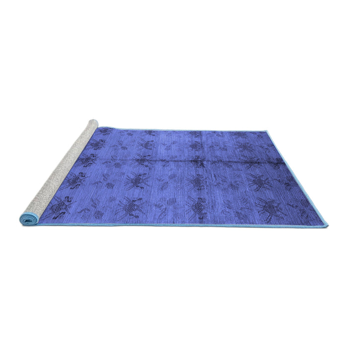 Sideview of Machine Washable Oriental Blue Industrial Rug, wshurb1697blu