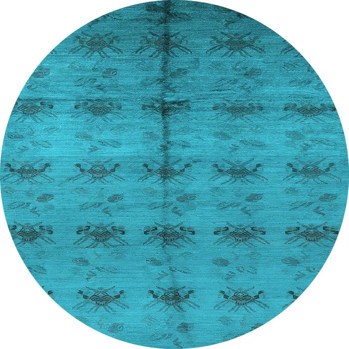 Round Oriental Light Blue Industrial Rug, urb1697lblu