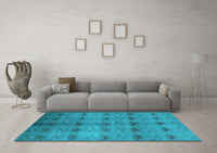 Machine Washable Oriental Light Blue Industrial Rug, wshurb1697lblu