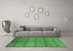 Machine Washable Oriental Emerald Green Industrial Area Rugs in a Living Room,, wshurb1697emgrn