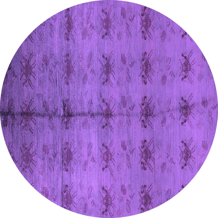 Round Machine Washable Oriental Purple Industrial Area Rugs, wshurb1697pur