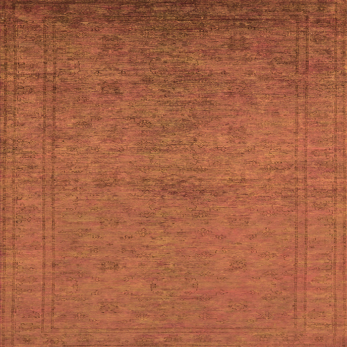 Square Machine Washable Oriental Orange Industrial Area Rugs, wshurb1698org