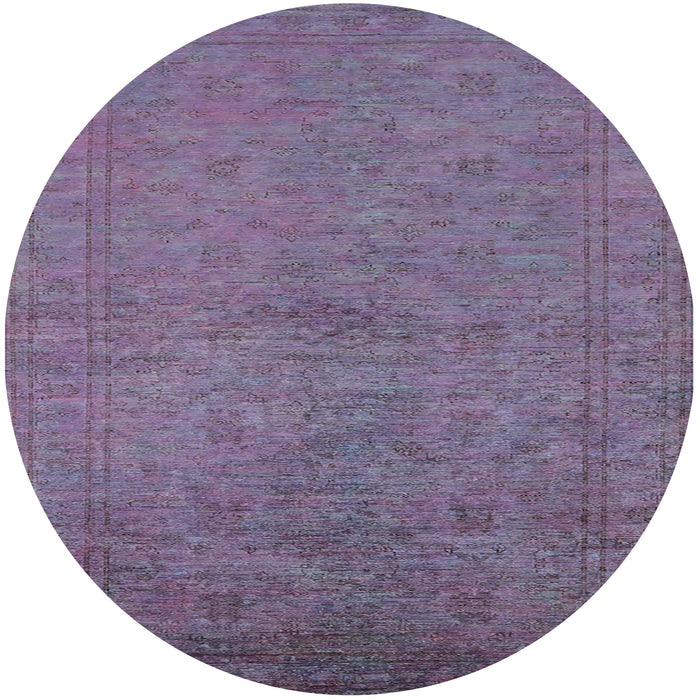 Round Machine Washable Industrial Modern Viola Purple Rug, wshurb1698