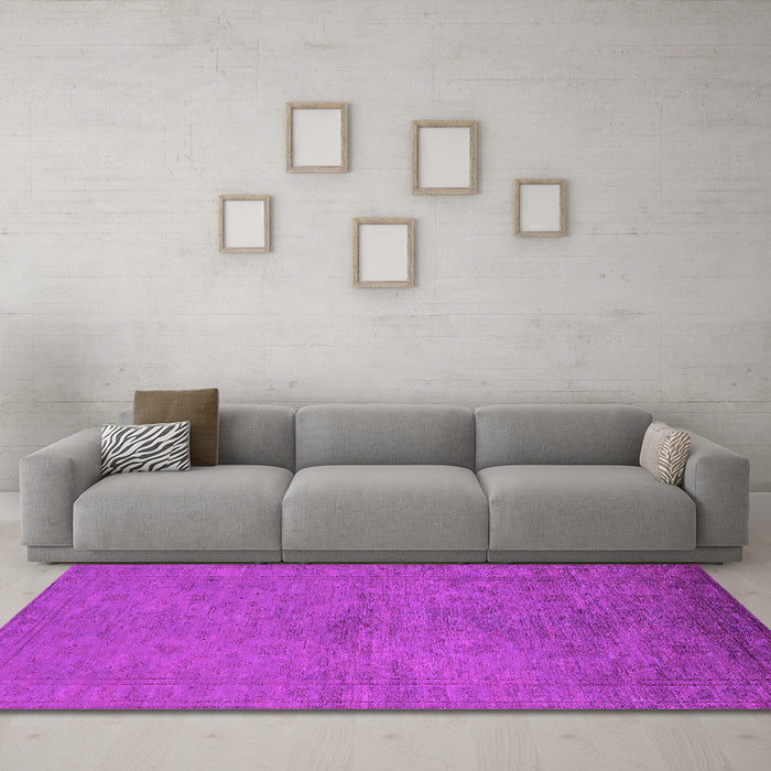 Machine Washable Oriental Pink Industrial Rug in a Living Room, wshurb1698pnk