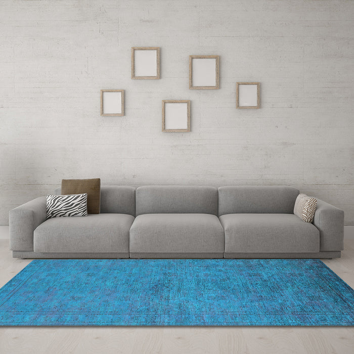 Machine Washable Oriental Light Blue Industrial Rug in a Living Room, wshurb1698lblu