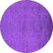 Round Oriental Purple Industrial Rug, urb1698pur