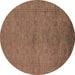 Round Oriental Brown Industrial Rug, urb1698brn