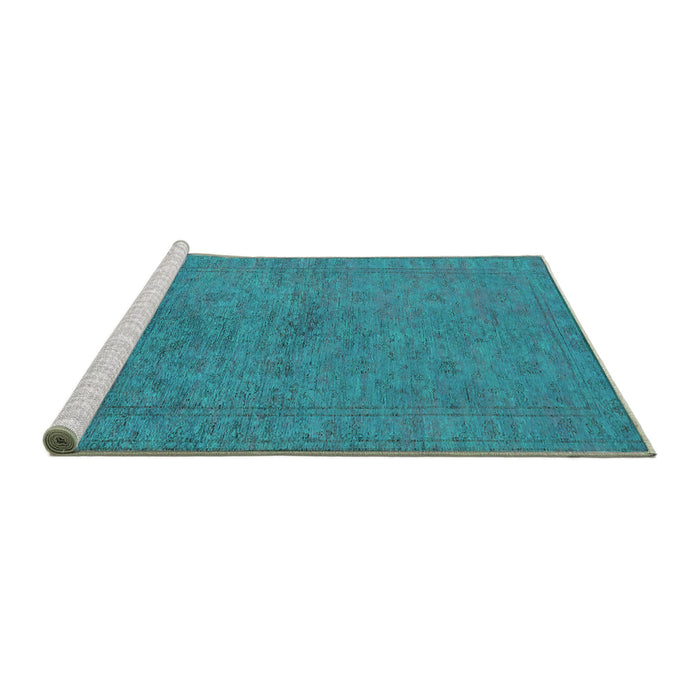 Sideview of Machine Washable Oriental Turquoise Industrial Area Rugs, wshurb1698turq