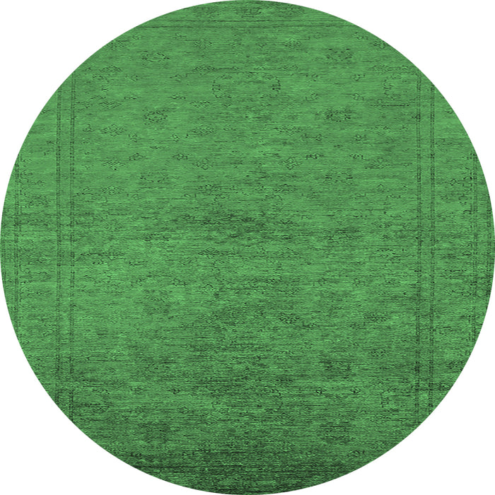 Round Oriental Emerald Green Industrial Rug, urb1698emgrn
