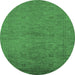 Round Oriental Emerald Green Industrial Rug, urb1698emgrn