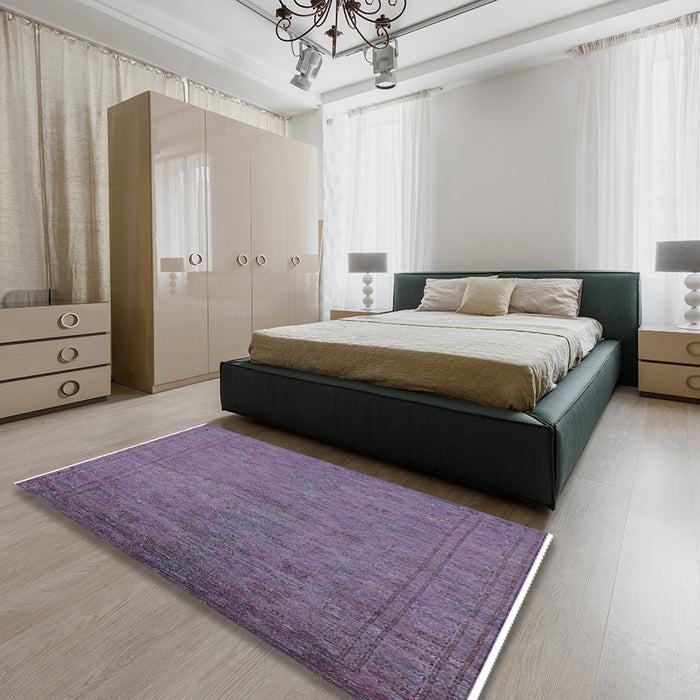 Machine Washable Industrial Modern Viola Purple Rug in a Bedroom, wshurb1698