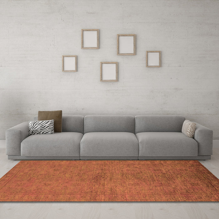 Machine Washable Oriental Orange Industrial Area Rugs in a Living Room, wshurb1698org