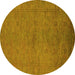 Round Oriental Yellow Industrial Rug, urb1698yw