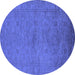 Round Oriental Blue Industrial Rug, urb1698blu