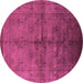 Round Machine Washable Oriental Purple Industrial Area Rugs, wshurb1699pur