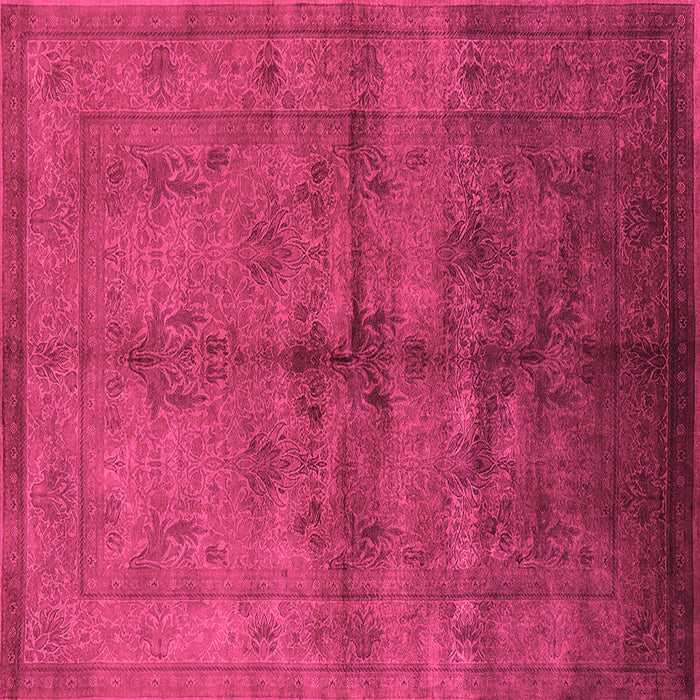 Square Machine Washable Oriental Pink Industrial Rug, wshurb1699pnk