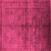 Square Machine Washable Oriental Pink Industrial Rug, wshurb1699pnk