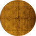 Round Machine Washable Oriental Yellow Industrial Rug, wshurb1699yw