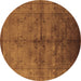 Round Oriental Brown Industrial Rug, urb1699brn