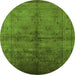 Round Oriental Green Industrial Rug, urb1699grn