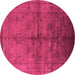 Round Oriental Pink Industrial Rug, urb1699pnk