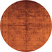 Round Machine Washable Oriental Orange Industrial Area Rugs, wshurb1699org