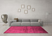 Machine Washable Oriental Pink Industrial Rug in a Living Room, wshurb1699pnk