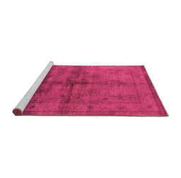Sideview of Machine Washable Oriental Pink Industrial Rug, wshurb1699pnk
