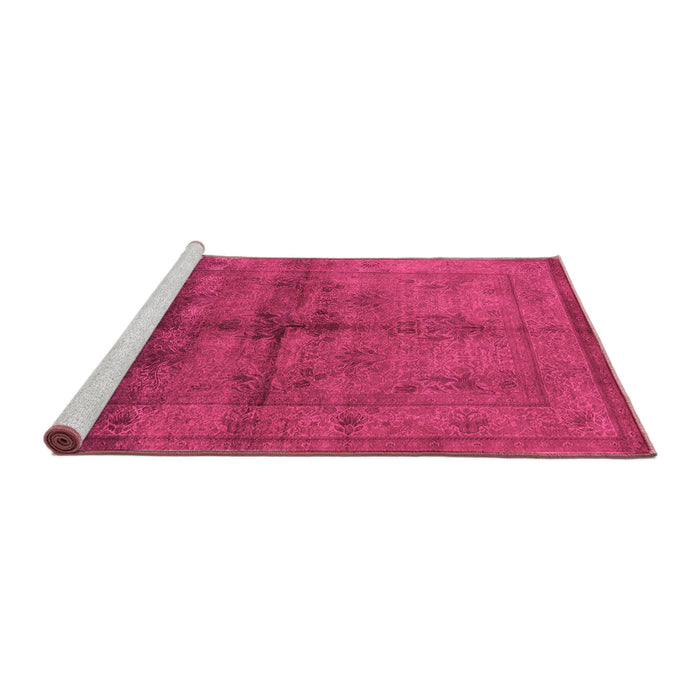 Sideview of Machine Washable Oriental Pink Industrial Rug, wshurb1699pnk