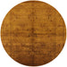 Round Mid-Century Modern Mahogany Brown Oriental Rug, urb1699