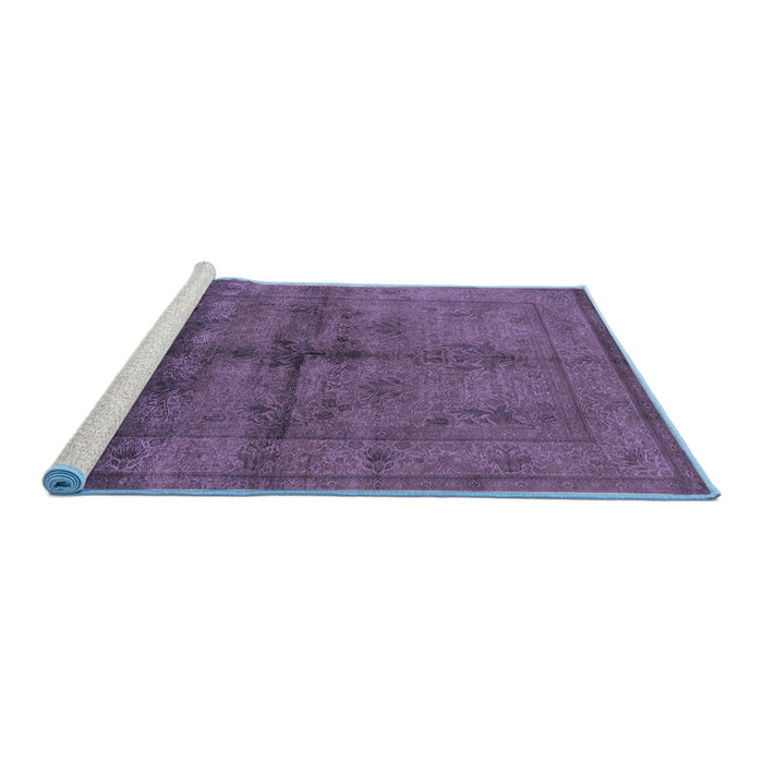 Sideview of Machine Washable Oriental Blue Industrial Rug, wshurb1699blu