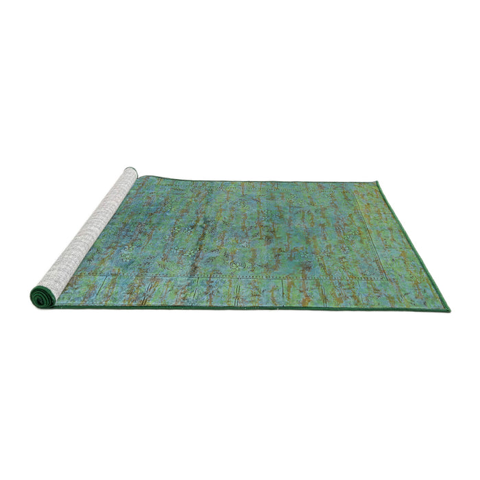 Sideview of Machine Washable Industrial Modern Forest Green Rug, wshurb1700