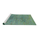 Sideview of Machine Washable Industrial Modern Forest Green Rug, wshurb1700