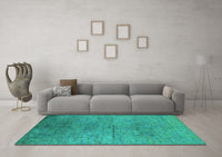 Machine Washable Oriental Turquoise Industrial Rug, wshurb1700turq