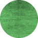 Round Oriental Emerald Green Industrial Rug, urb1700emgrn