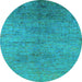 Round Oriental Light Blue Industrial Rug, urb1700lblu