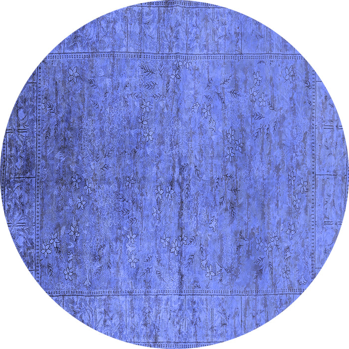 Round Oriental Blue Industrial Rug, urb1700blu