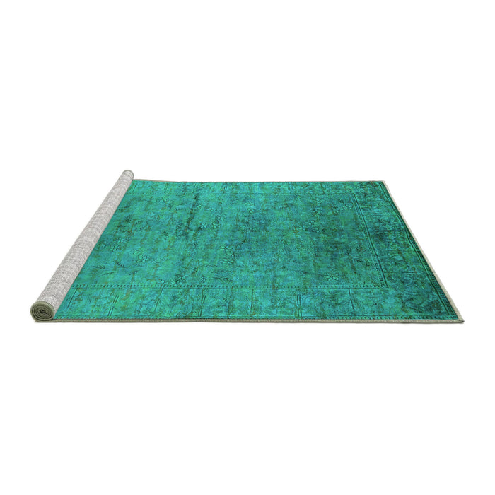Sideview of Machine Washable Oriental Turquoise Industrial Area Rugs, wshurb1700turq