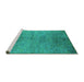 Sideview of Machine Washable Oriental Turquoise Industrial Area Rugs, wshurb1700turq