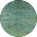 Round Mid-Century Modern Forest Green Oriental Rug, urb1700