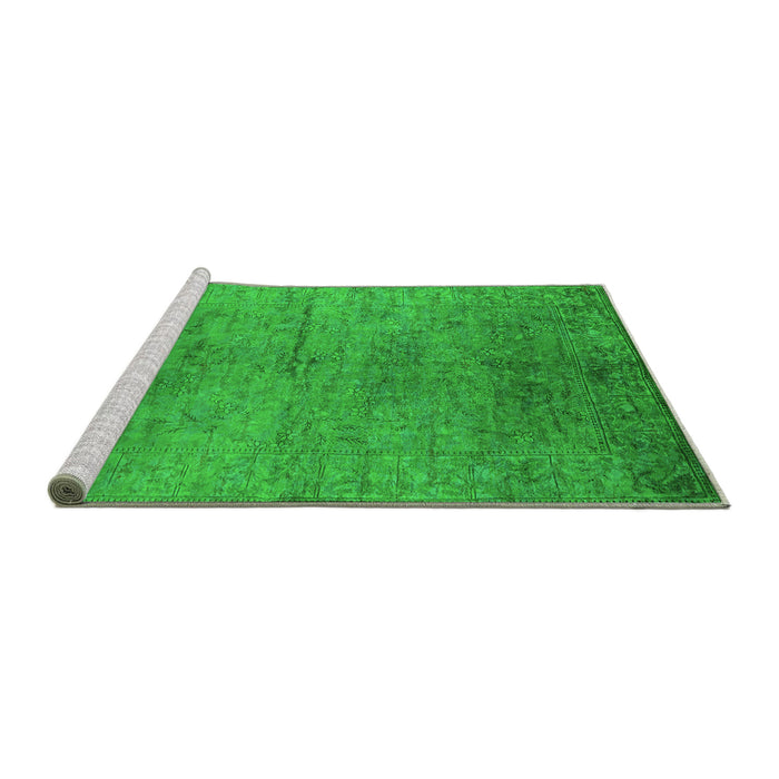 Sideview of Machine Washable Oriental Green Industrial Area Rugs, wshurb1700grn