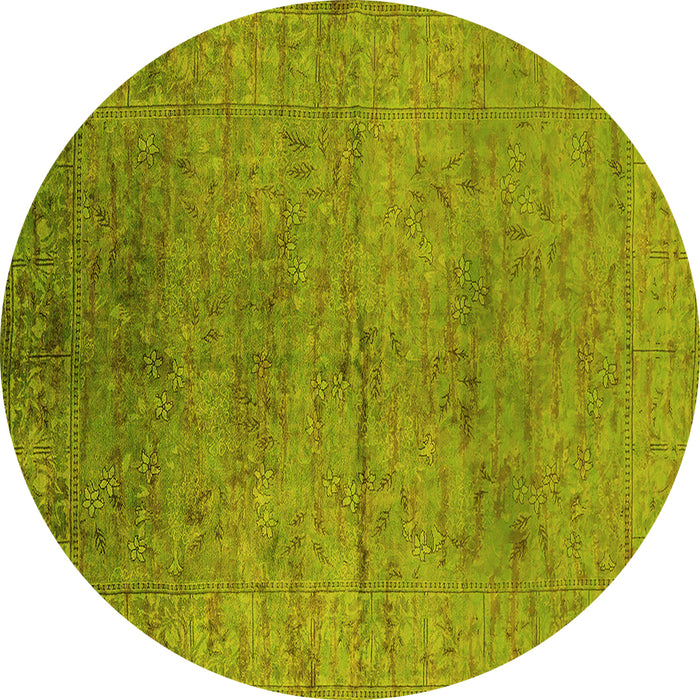 Round Oriental Yellow Industrial Rug, urb1700yw