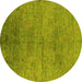 Round Oriental Yellow Industrial Rug, urb1700yw